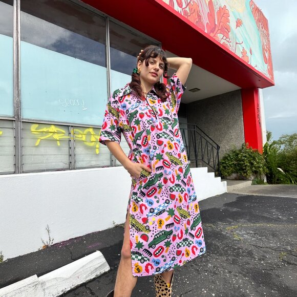 Nooworks Work Dress Roll Out in Taxi Print size 4 - Picture 1 of 10